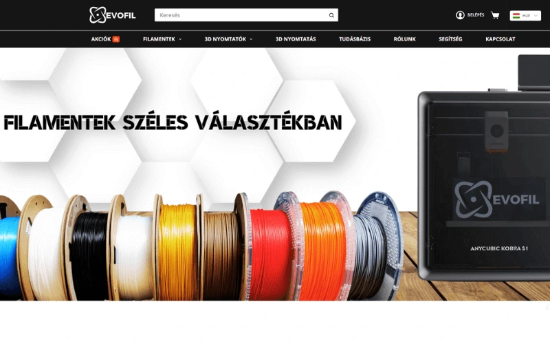 Evocode weboldal asztali nézet
